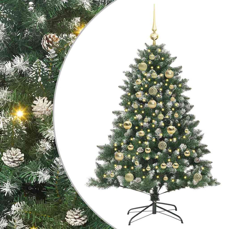 VidaXL künstlicher Weihnachtsbaum mit 150 LEDs grün, 120 cm PVC und Kunststoff und Stahl