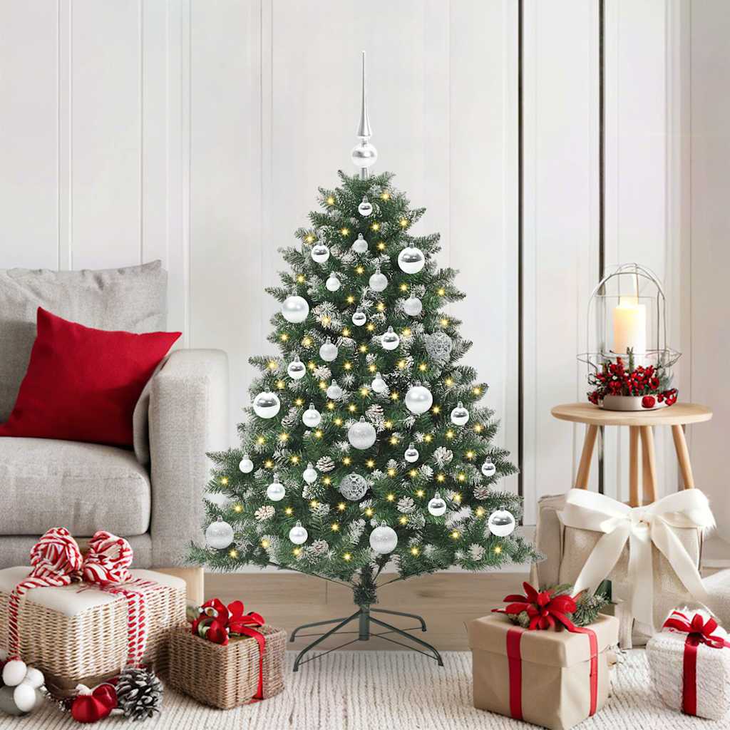VidaXL künstlicher Weihnachtsbaum mit 150 LEDs grün, 120 cm PVC und Kunststoff und Stahl