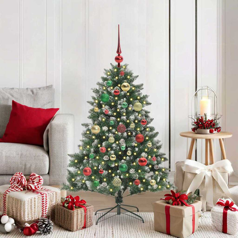 VidaXL künstlicher Weihnachtsbaum mit 150 LEDs grün, 120 cm PVC und Kunststoff und Stahl