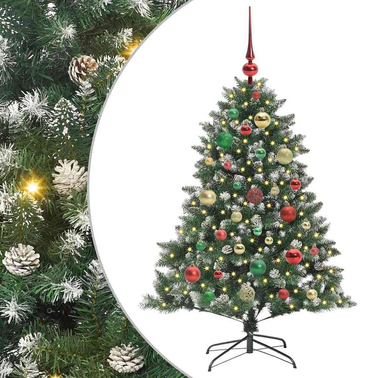 VidaXL künstlicher Weihnachtsbaum mit 150 LEDs grün, 120 cm PVC und Kunststoff und Stahl