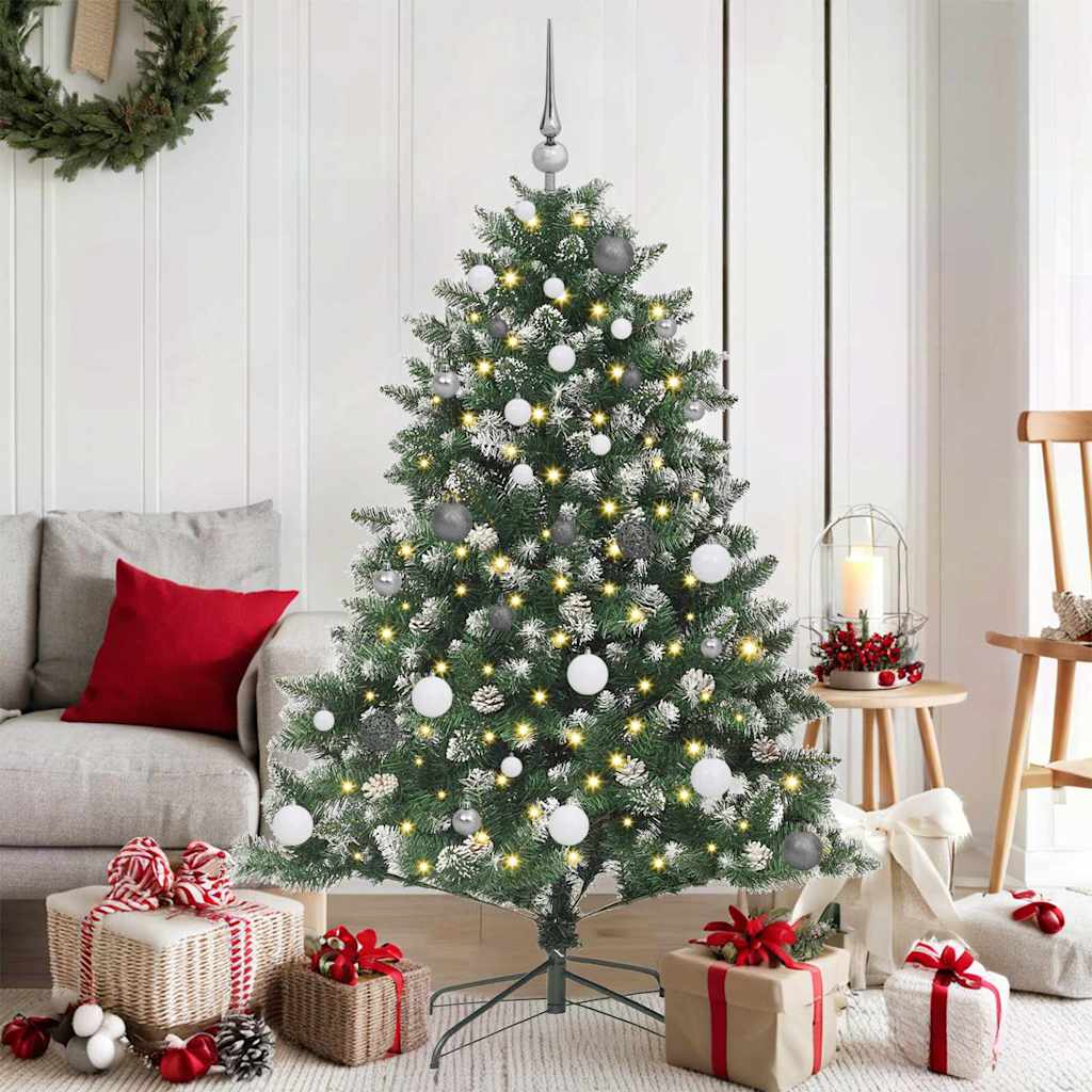 VidaXL künstlicher Weihnachtsbaum mit 150 LEDs grün, 150 cm PVC und Kunststoff und Stahl
