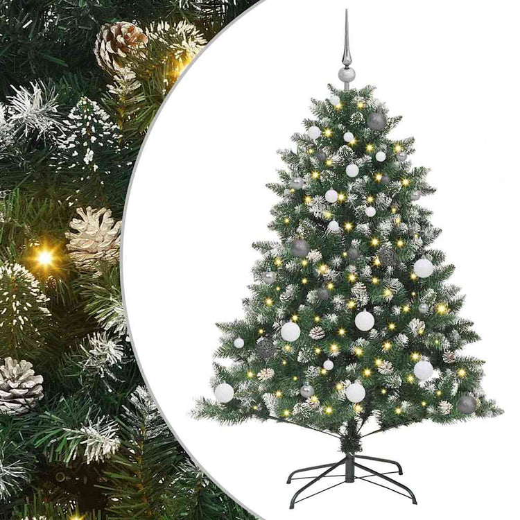 VidaXL künstlicher Weihnachtsbaum mit 150 LEDs grün, 150 cm PVC und Kunststoff und Stahl
