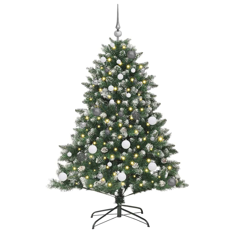 VidaXL künstlicher Weihnachtsbaum mit 150 LEDs grün, 150 cm PVC und Kunststoff und Stahl