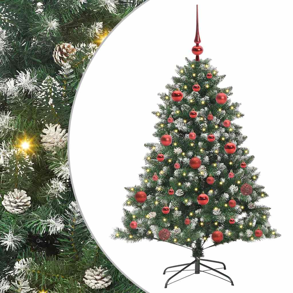 VidaXL künstlicher Weihnachtsbaum mit 150 LEDs grün, 150 cm PVC und Kunststoff und Stahl
