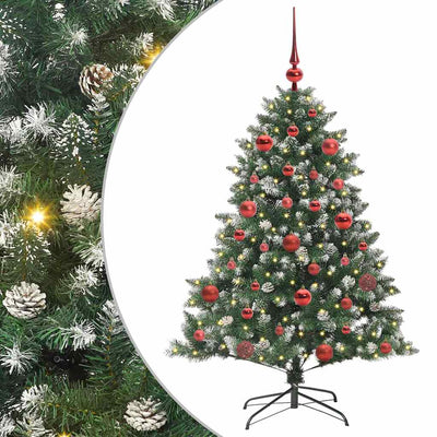 VidaXL künstlicher Weihnachtsbaum mit 150 LEDs grün, 150 cm PVC und Kunststoff und Stahl