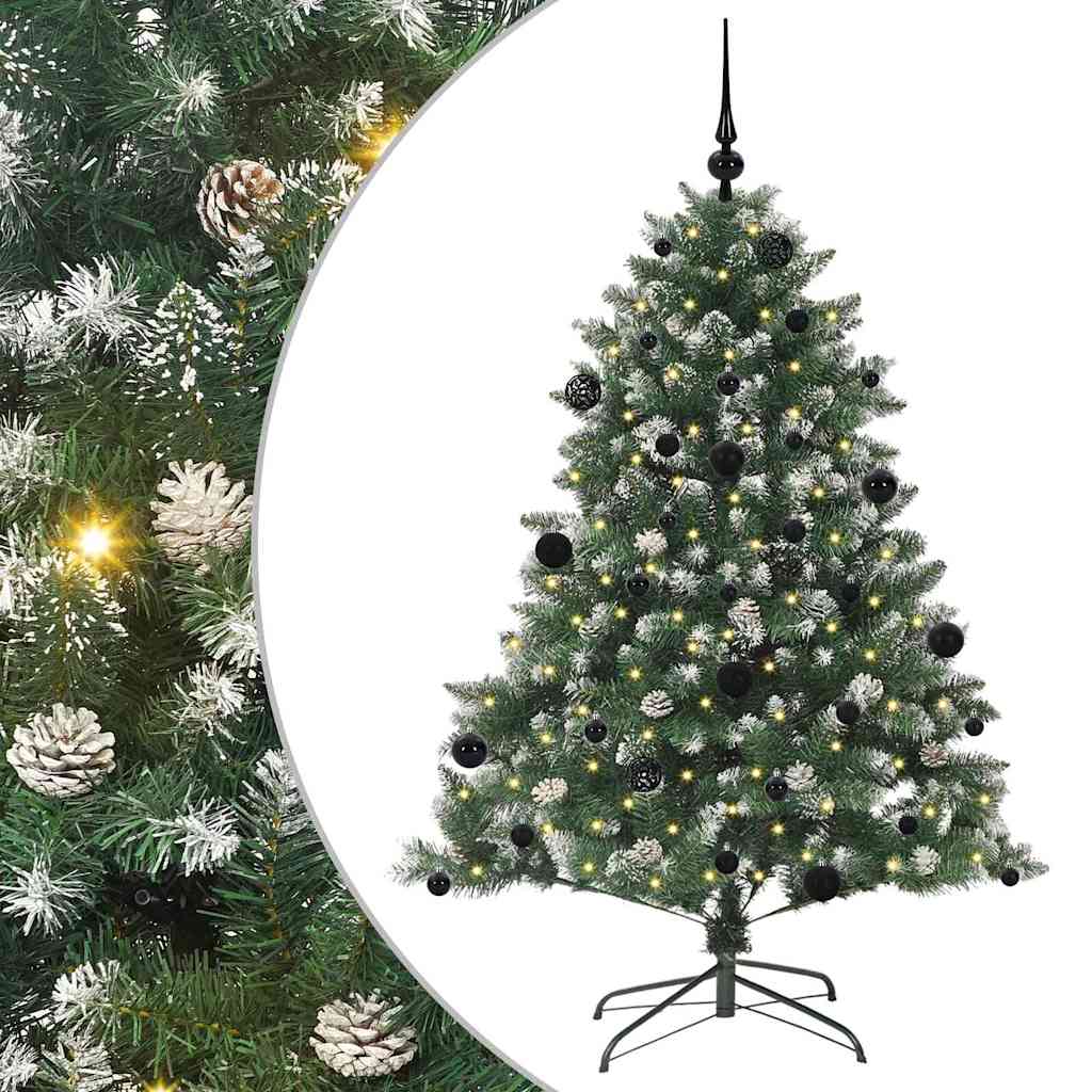 VidaXL künstlicher Weihnachtsbaum mit 150 LEDs grün, 150 cm PVC und Kunststoff und Stahl