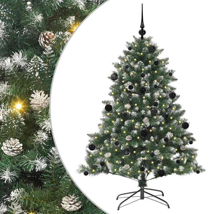 VidaXL künstlicher Weihnachtsbaum mit 150 LEDs grün, 150 cm PVC und Kunststoff und Stahl