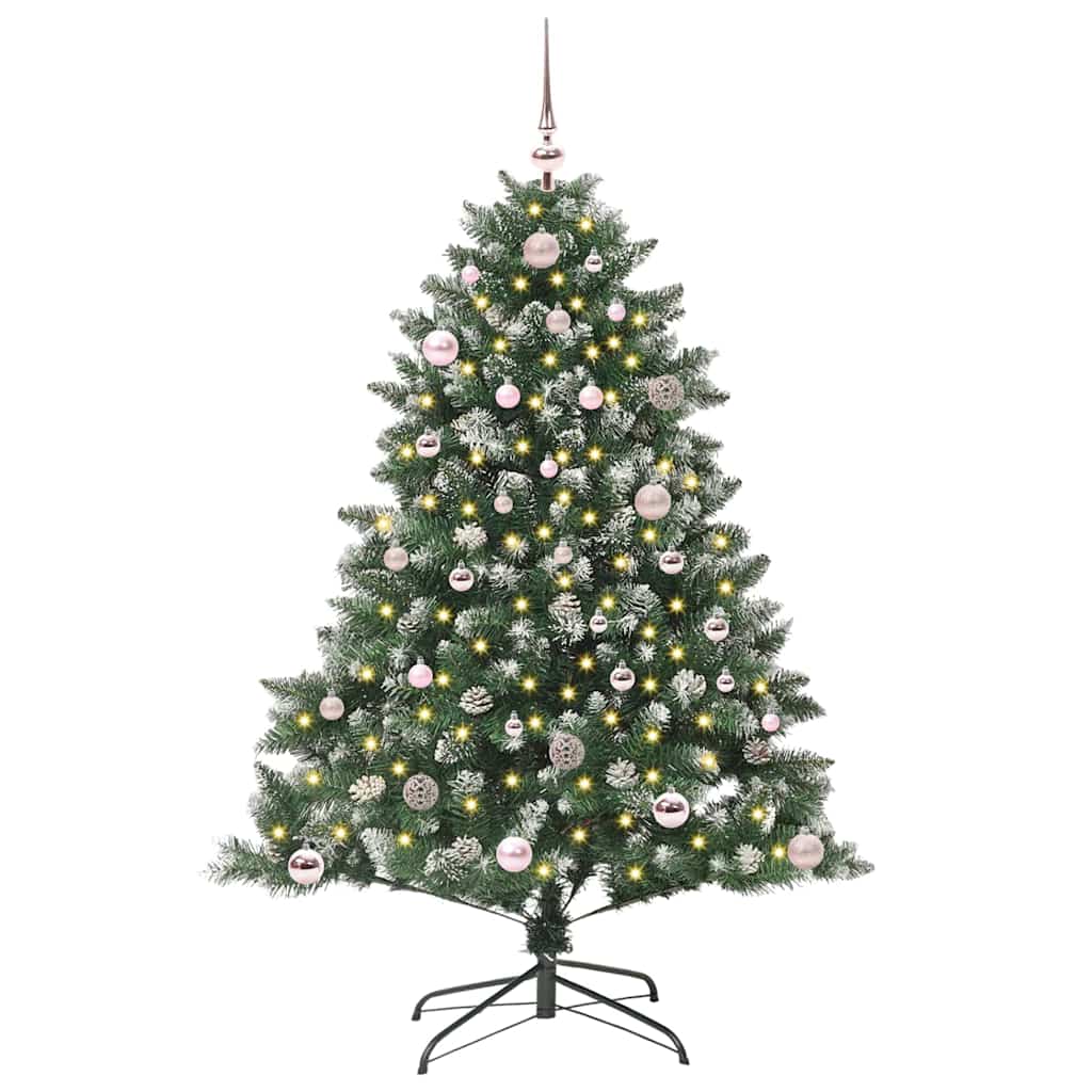 VidaXL künstlicher Weihnachtsbaum mit 150 LEDs grün, 150 cm PVC und Kunststoff und Stahl