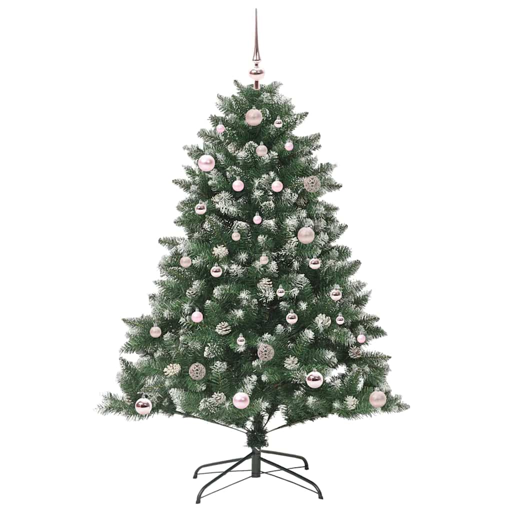 VidaXL künstlicher Weihnachtsbaum mit 150 LEDs grün, 150 cm PVC und Kunststoff und Stahl