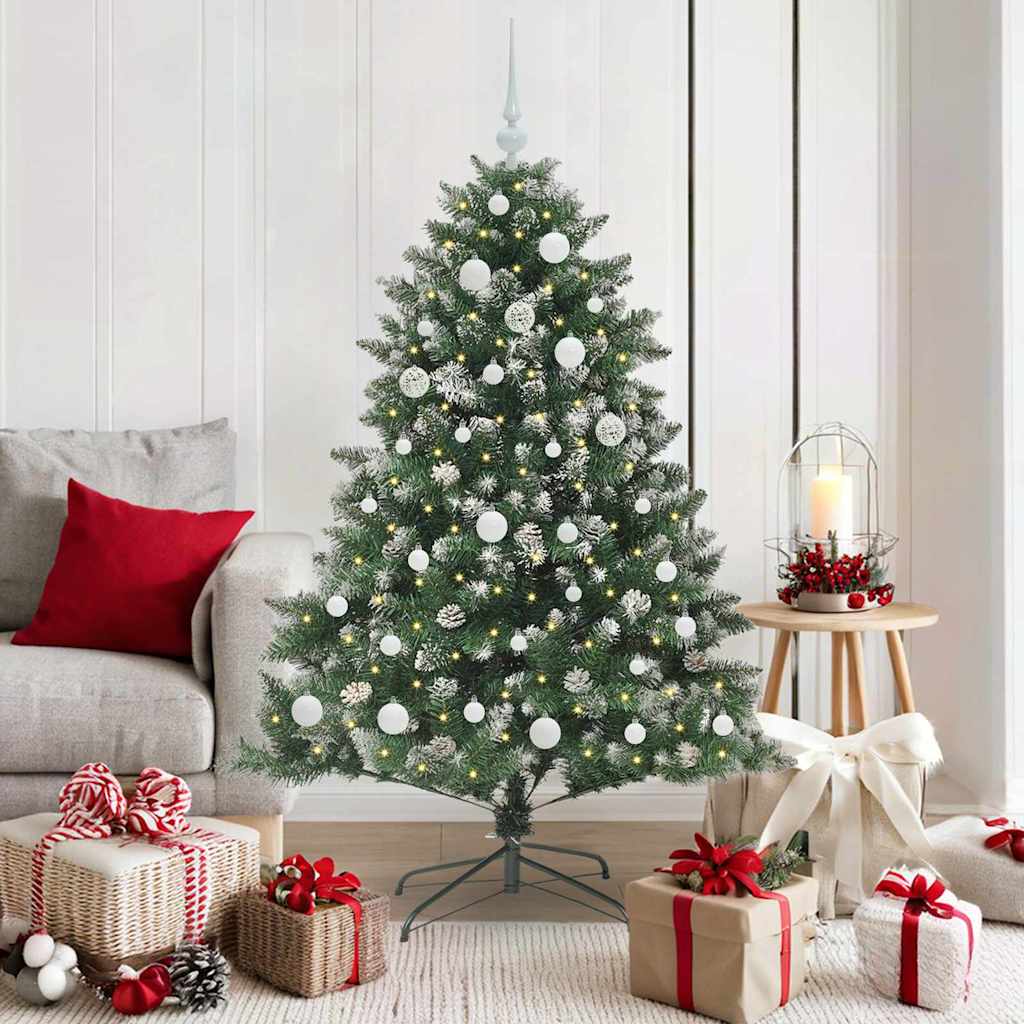 VidaXL künstlicher Weihnachtsbaum mit 150 LEDs grün, 150 cm PVC und Kunststoff und Stahl