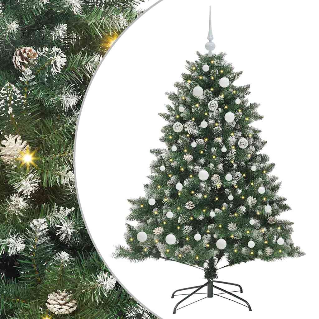 VidaXL künstlicher Weihnachtsbaum mit 150 LEDs grün, 150 cm PVC und Kunststoff und Stahl