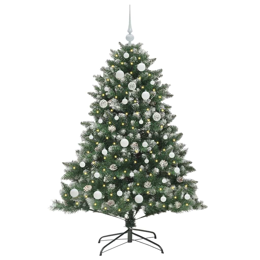 VidaXL künstlicher Weihnachtsbaum mit 150 LEDs grün, 150 cm PVC und Kunststoff und Stahl