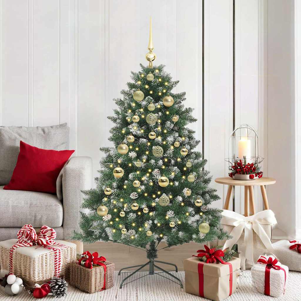 VidaXL künstlicher Weihnachtsbaum mit 150 LEDs grün, 150 cm PVC und Kunststoff und Stahl