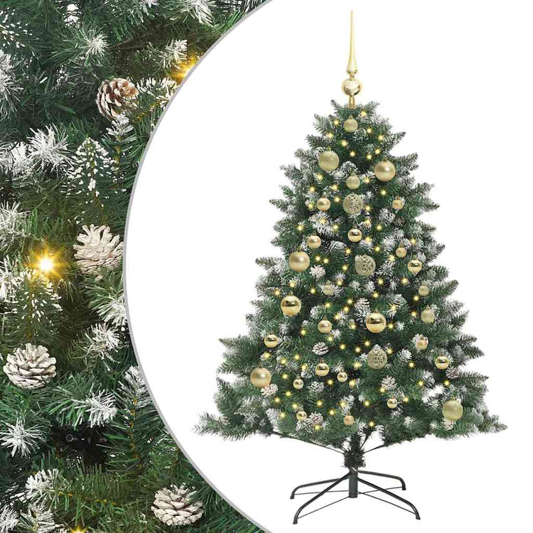 VidaXL künstlicher Weihnachtsbaum mit 150 LEDs grün, 150 cm PVC und Kunststoff und Stahl