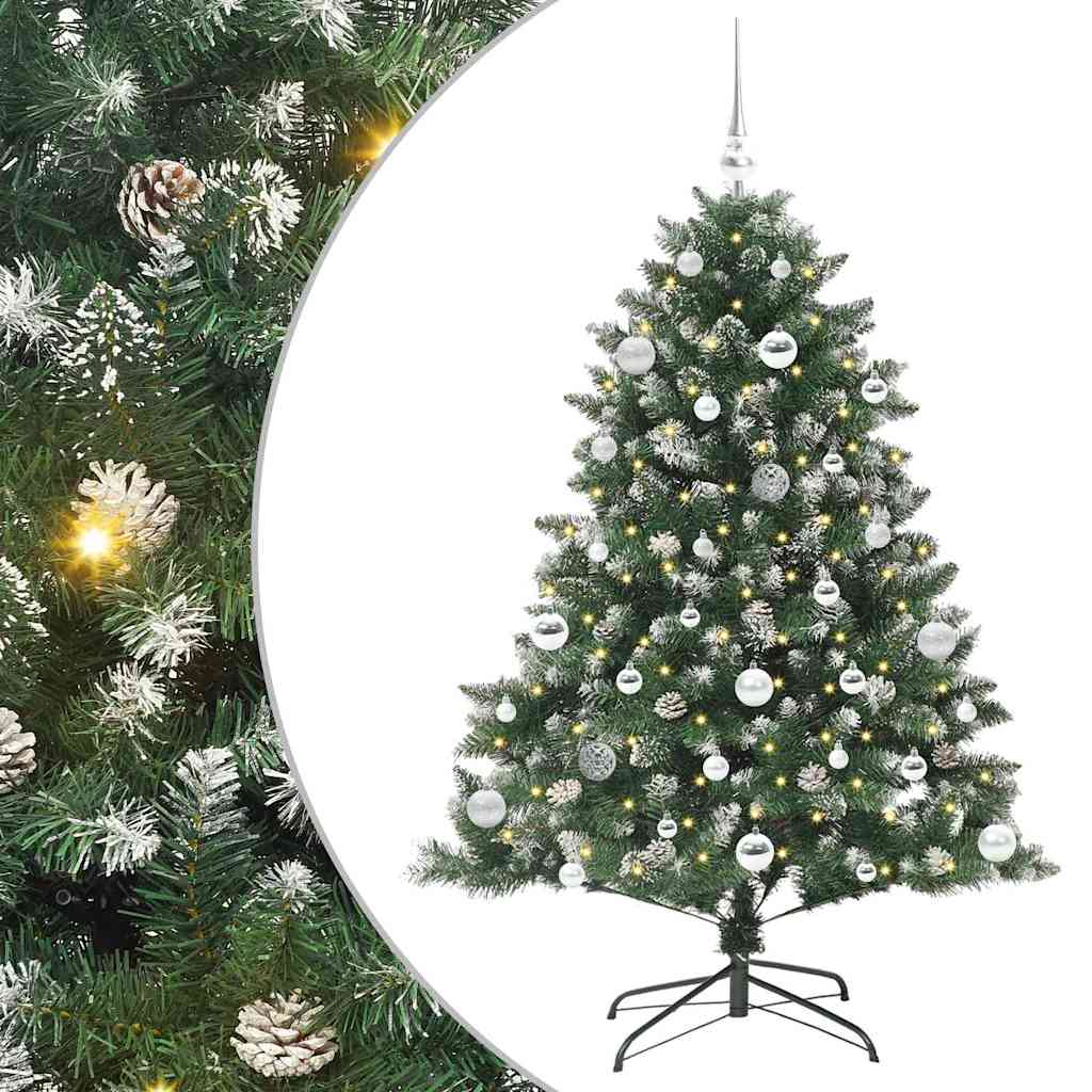 VidaXL künstlicher Weihnachtsbaum mit 150 LEDs grün, 150 cm PVC und Kunststoff und Stahl