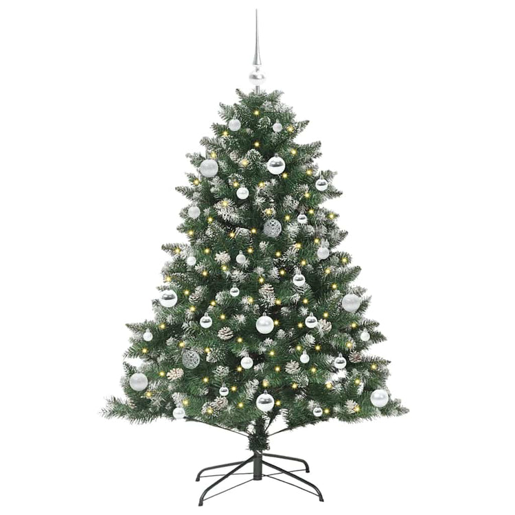 VidaXL künstlicher Weihnachtsbaum mit 150 LEDs grün, 150 cm PVC und Kunststoff und Stahl