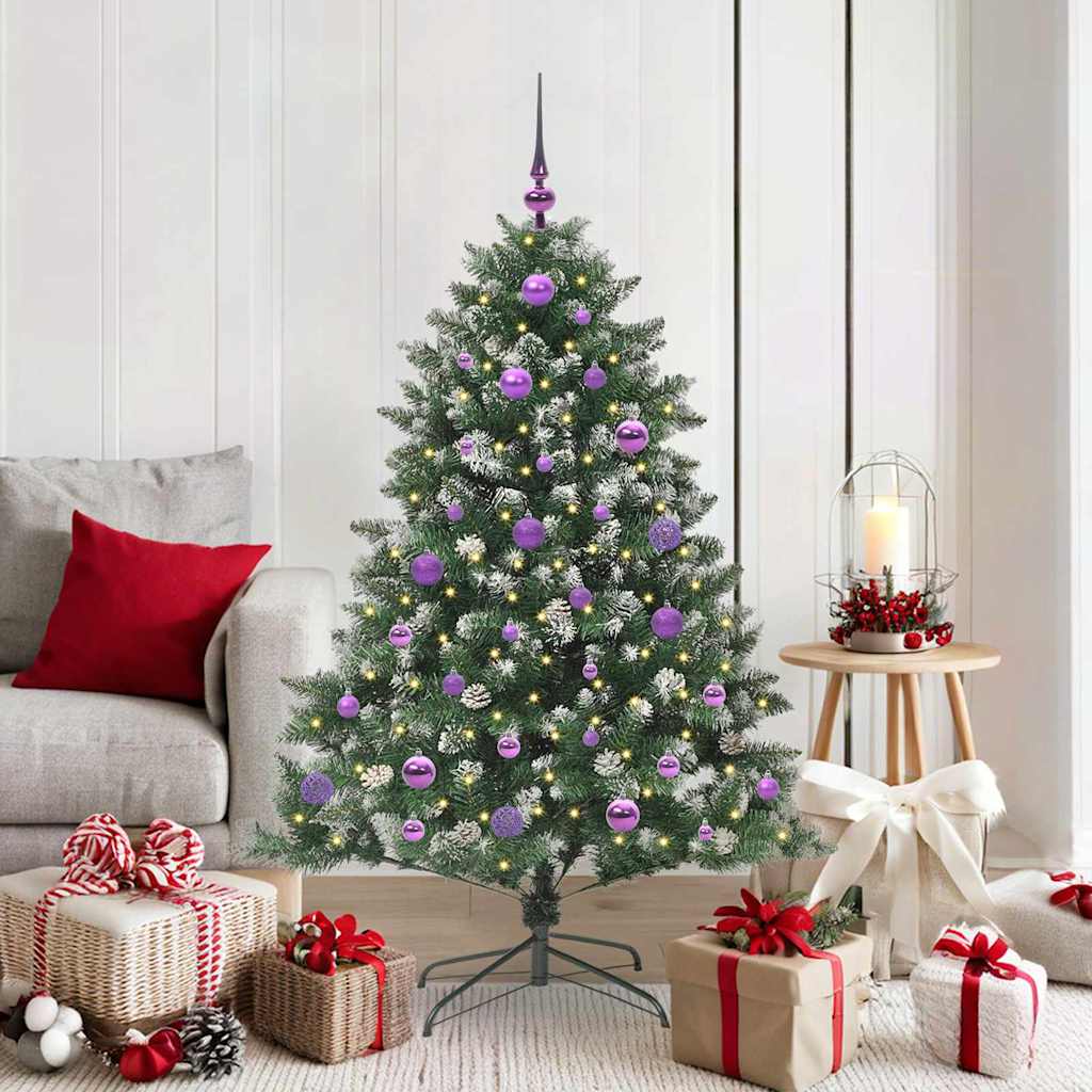 VidaXL künstlicher Weihnachtsbaum mit 150 LEDs grün, 150 cm PVC und Kunststoff und Stahl