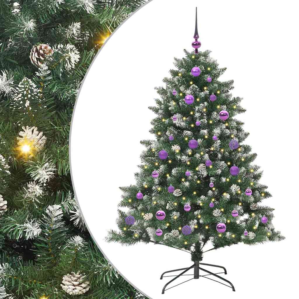 VidaXL künstlicher Weihnachtsbaum mit 150 LEDs grün, 150 cm PVC und Kunststoff und Stahl