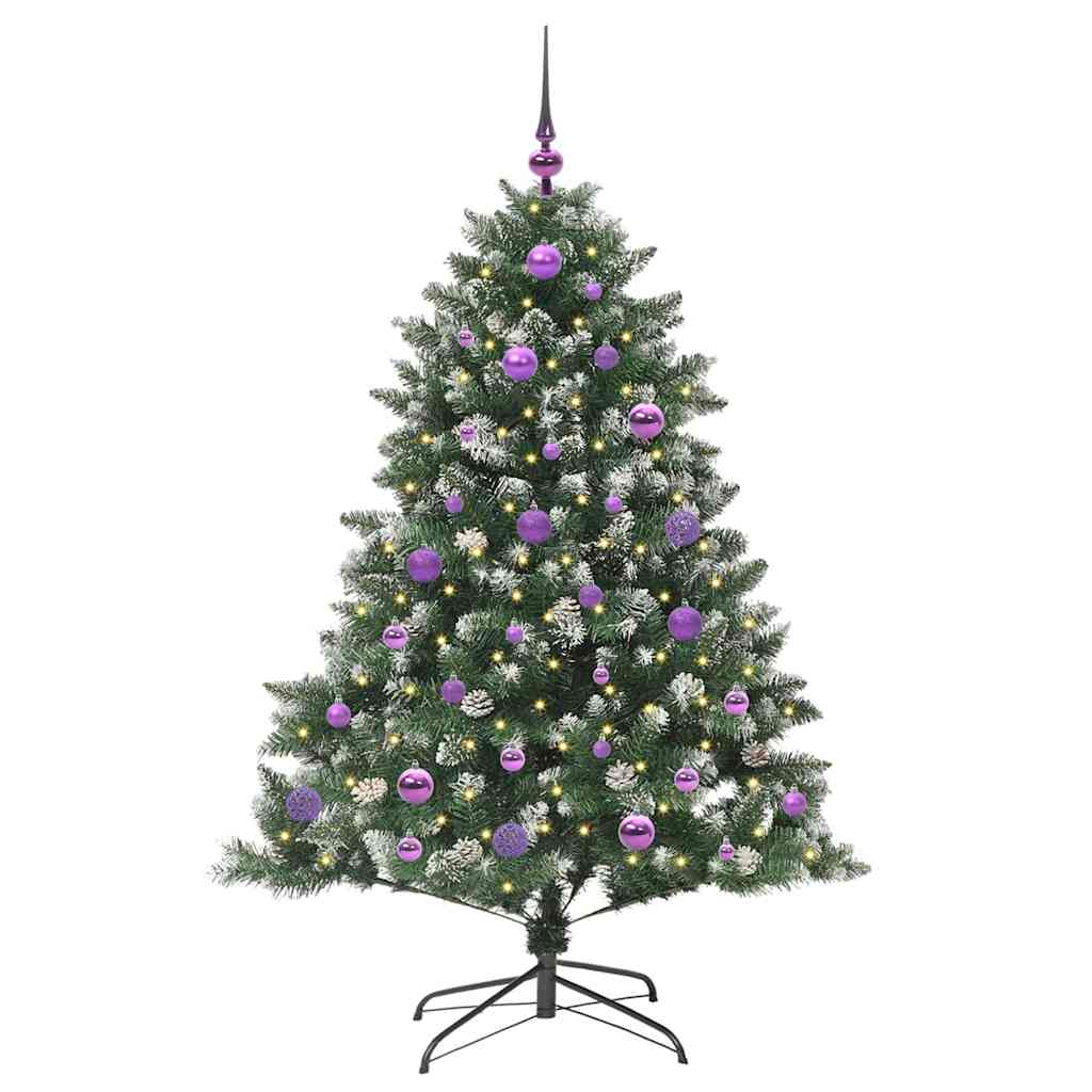VidaXL künstlicher Weihnachtsbaum mit 150 LEDs grün, 150 cm PVC und Kunststoff und Stahl
