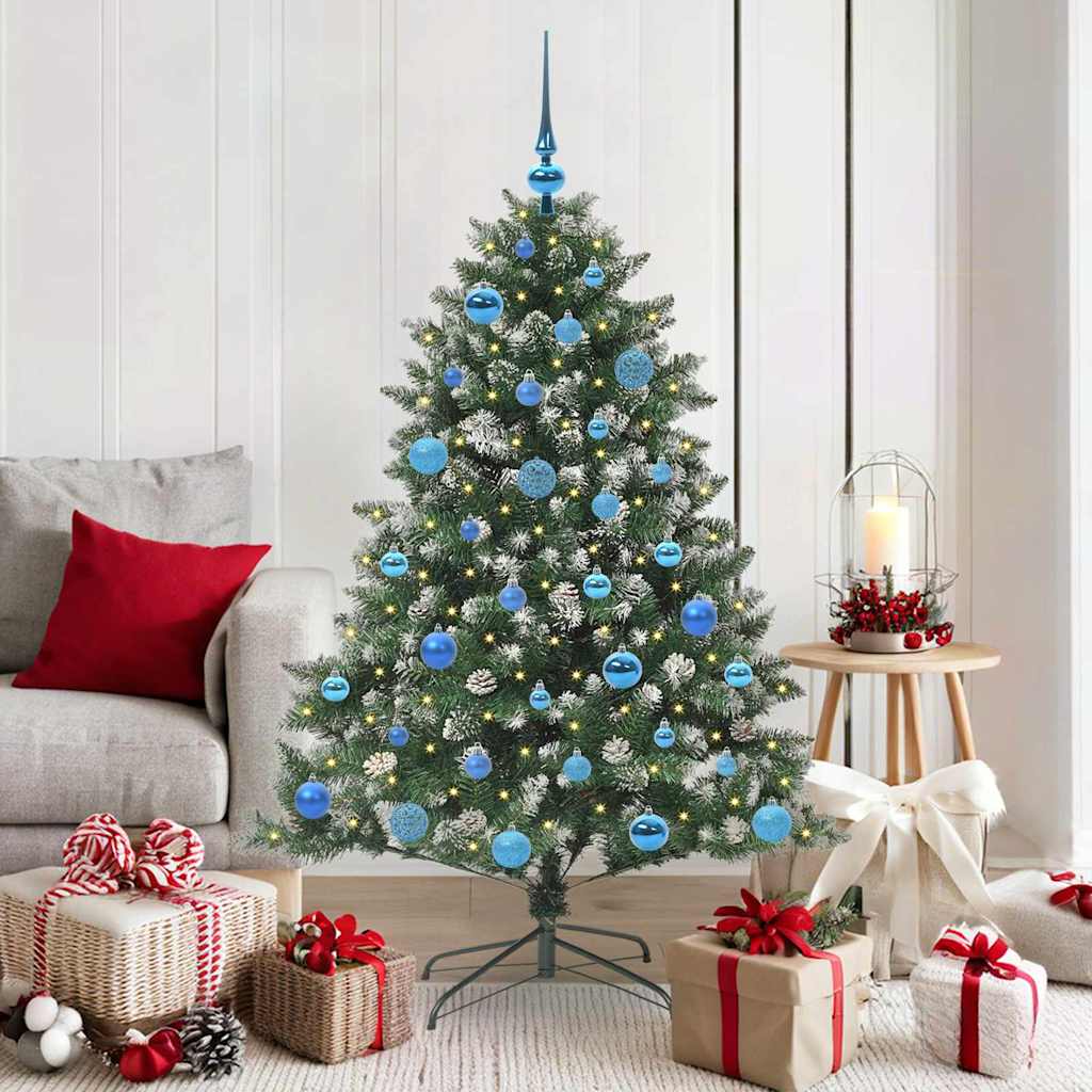 VidaXL künstlicher Weihnachtsbaum mit 150 LEDs grün, 150 cm PVC und Kunststoff und Stahl