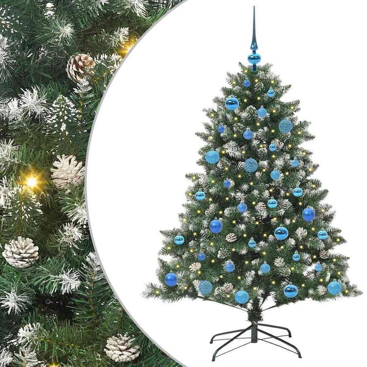 VidaXL künstlicher Weihnachtsbaum mit 150 LEDs grün, 150 cm PVC und Kunststoff und Stahl