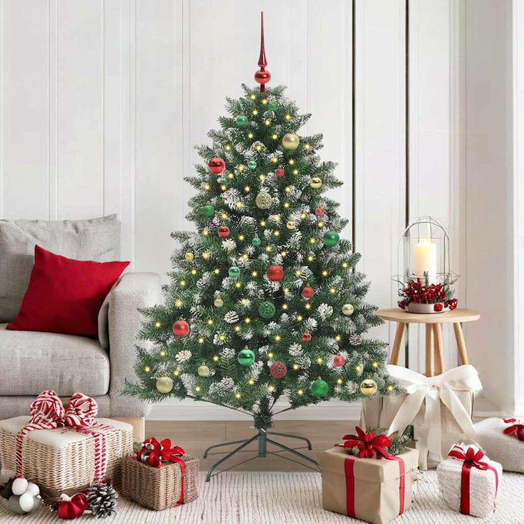 VidaXL künstlicher Weihnachtsbaum mit 150 LEDs grün, 150 cm PVC und Kunststoff und Stahl