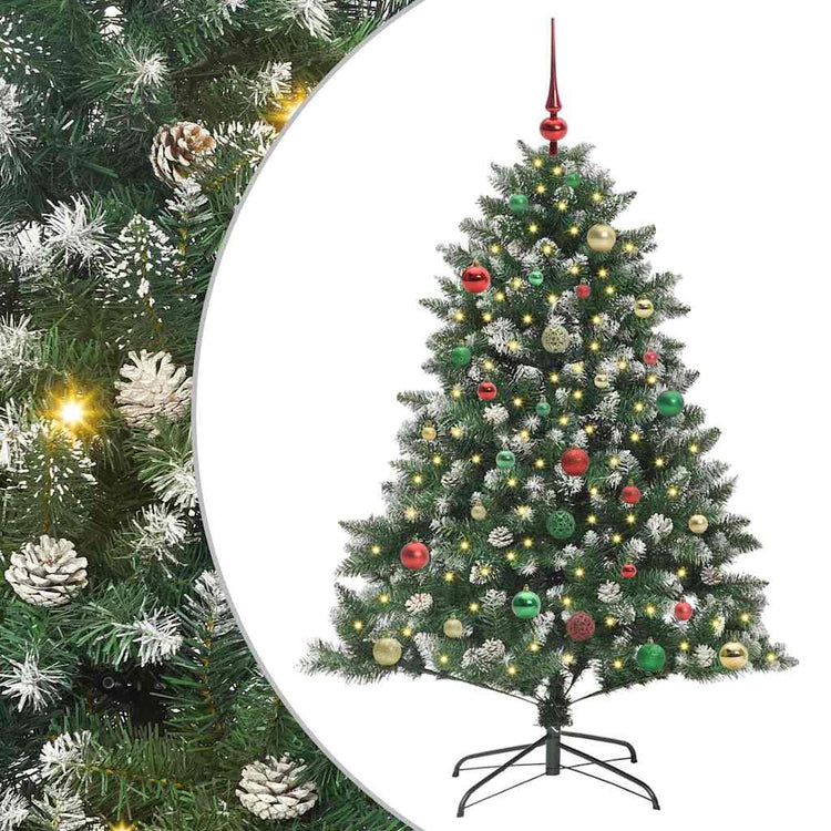 VidaXL künstlicher Weihnachtsbaum mit 150 LEDs grün, 150 cm PVC und Kunststoff und Stahl