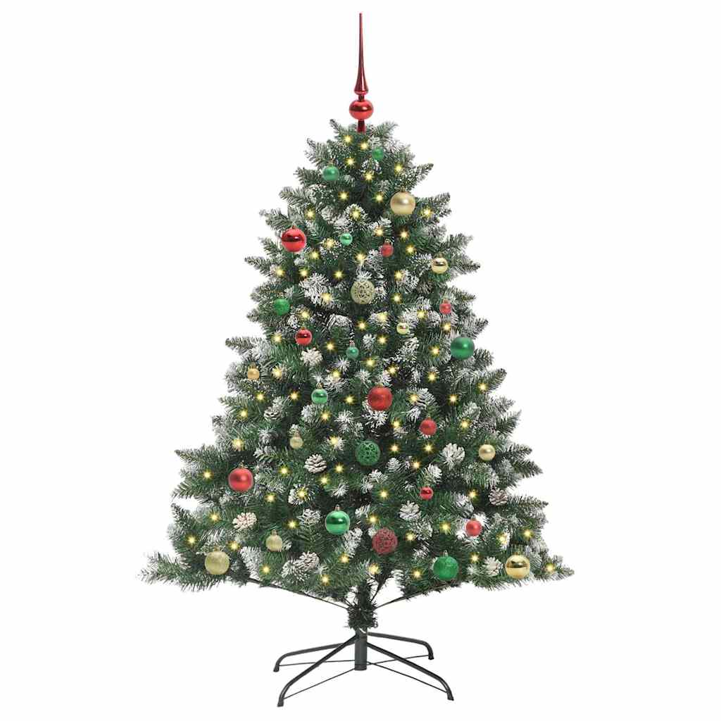 VidaXL künstlicher Weihnachtsbaum mit 150 LEDs grün, 150 cm PVC und Kunststoff und Stahl