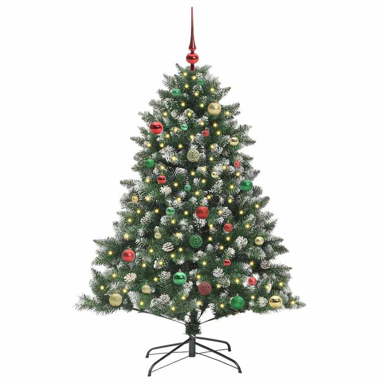 VidaXL künstlicher Weihnachtsbaum mit 150 LEDs grün, 150 cm PVC und Kunststoff und Stahl