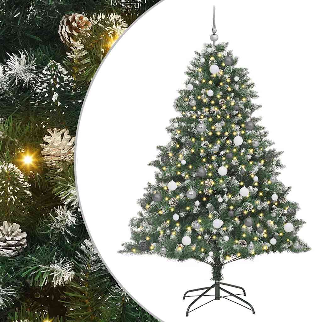 VidaXL künstlicher Weihnachtsbaum mit 300 LEDs grün, 210 cm PVC und Kunststoff und Stahl