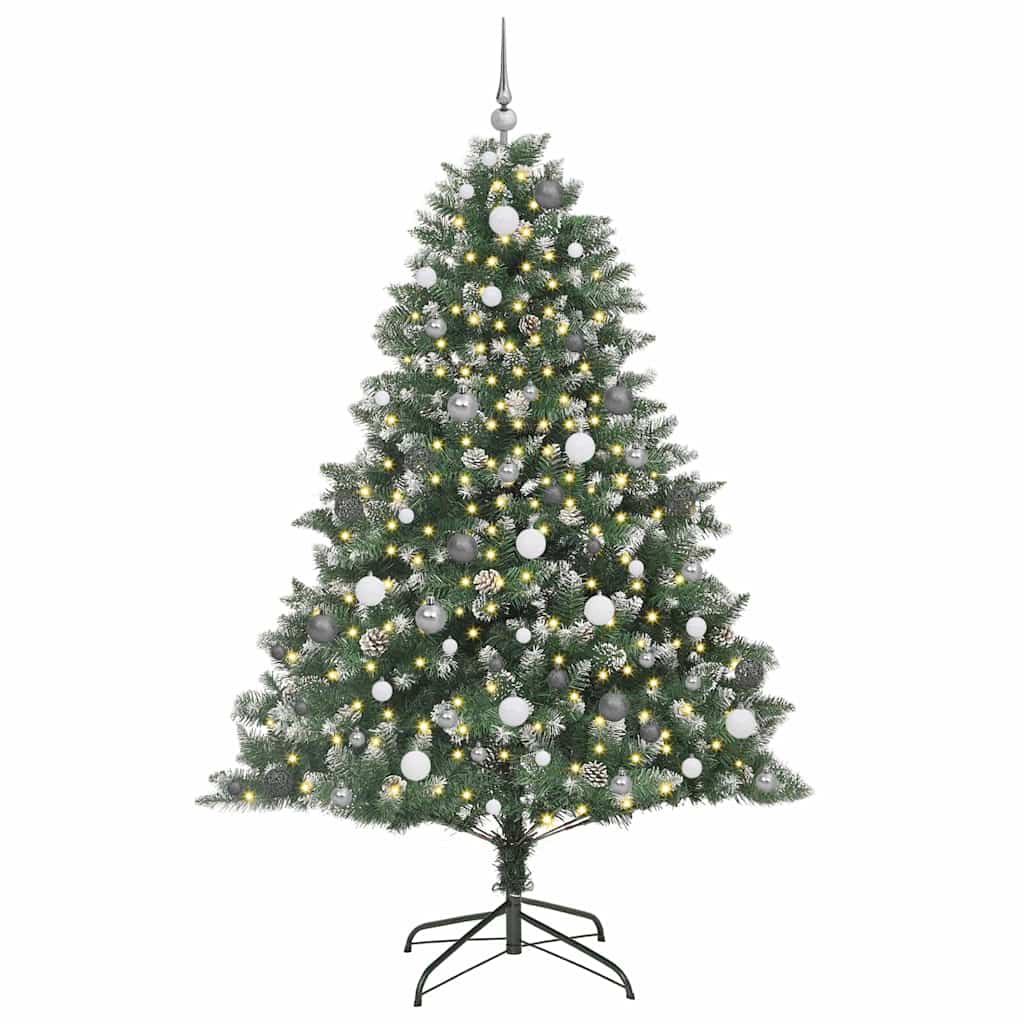 VidaXL künstlicher Weihnachtsbaum mit 300 LEDs grün, 210 cm PVC und Kunststoff und Stahl
