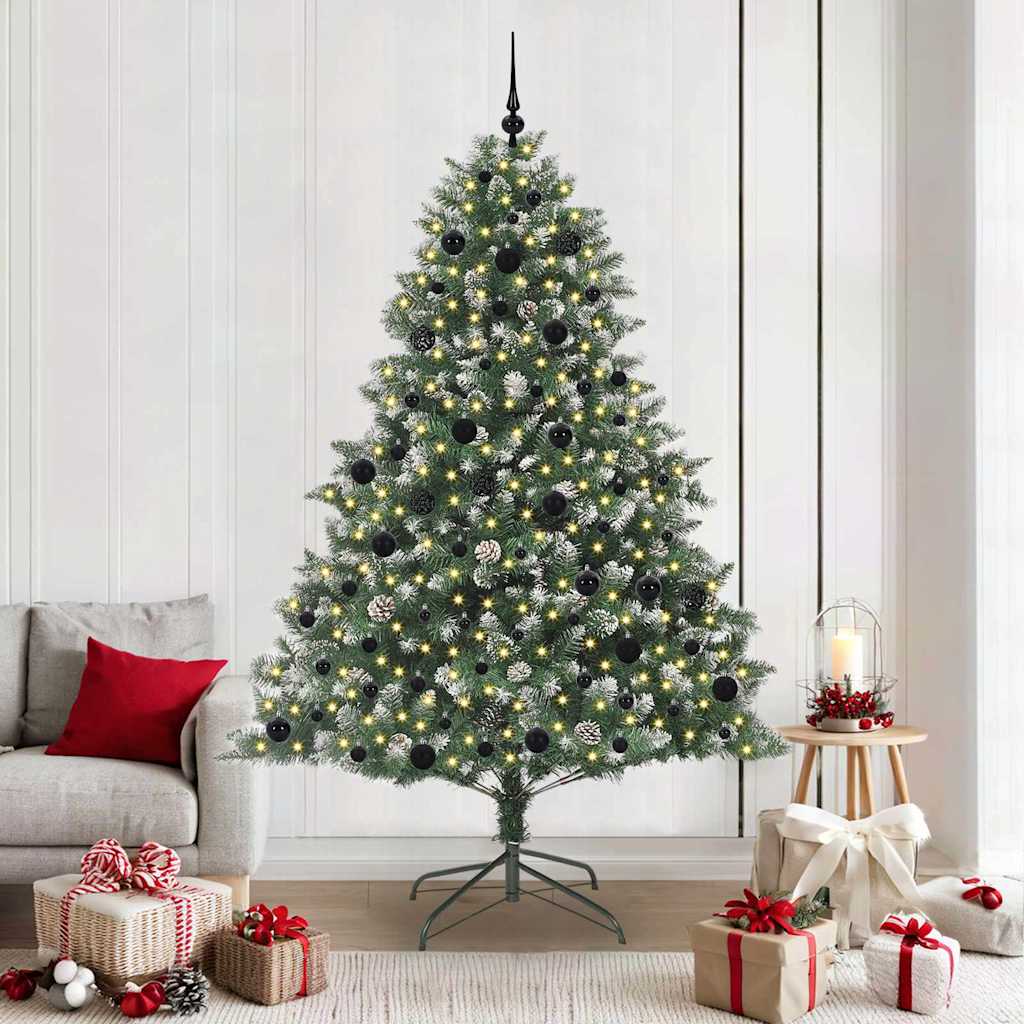 VidaXL künstlicher Weihnachtsbaum mit 300 LEDs grün, 210 cm PVC und Kunststoff und Stahl