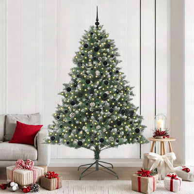 VidaXL künstlicher Weihnachtsbaum mit 300 LEDs grün, 210 cm PVC und Kunststoff und Stahl