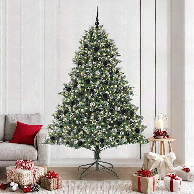 VidaXL künstlicher Weihnachtsbaum mit 300 LEDs grün, 210 cm PVC und Kunststoff und Stahl