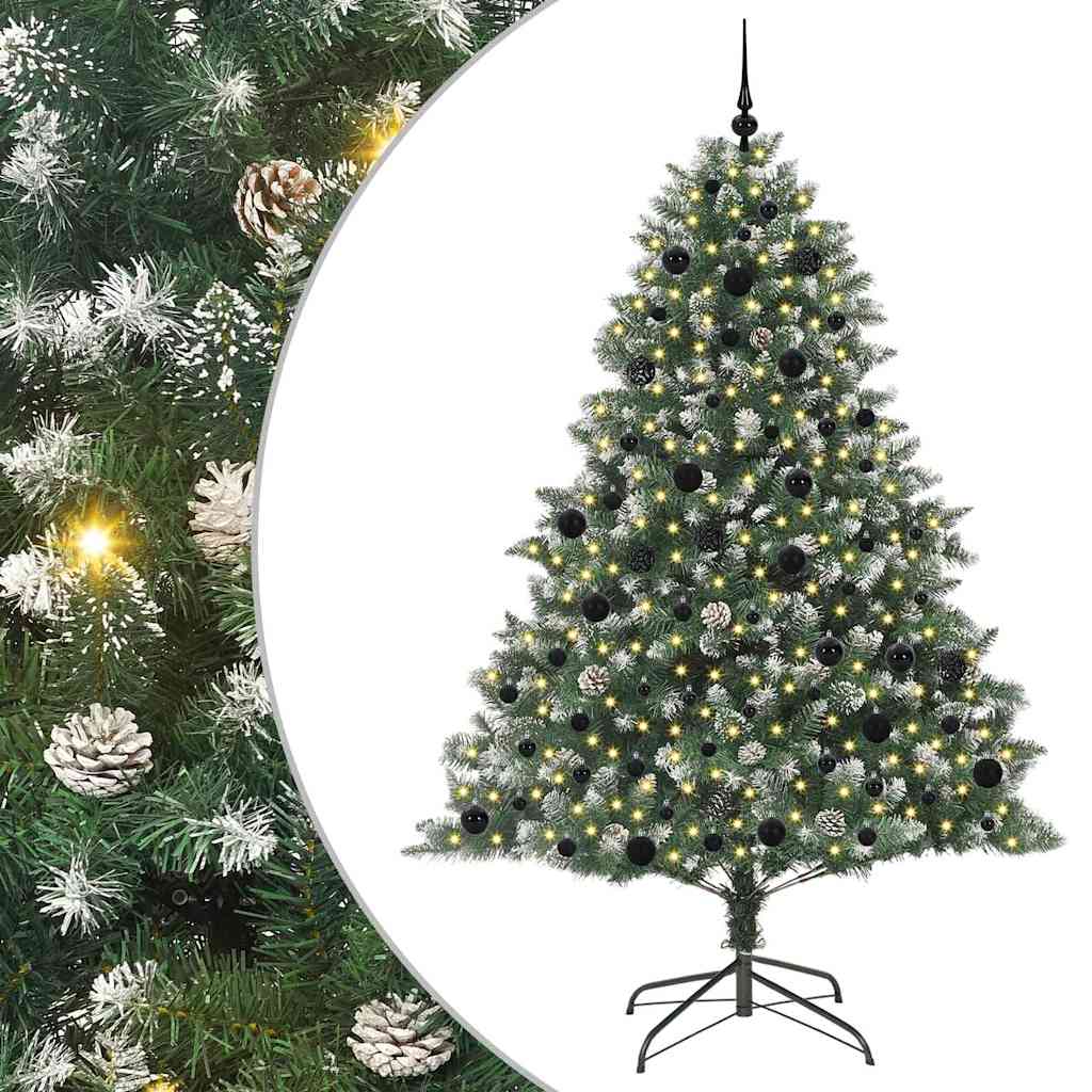 VidaXL künstlicher Weihnachtsbaum mit 300 LEDs grün, 210 cm PVC und Kunststoff und Stahl