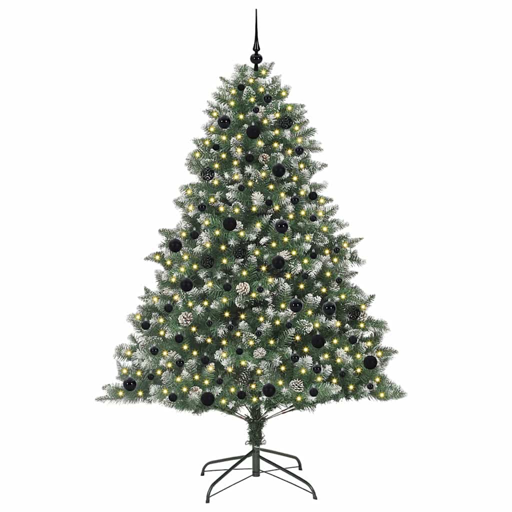 VidaXL künstlicher Weihnachtsbaum mit 300 LEDs grün, 210 cm PVC und Kunststoff und Stahl