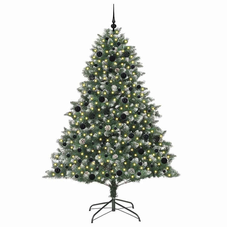VidaXL künstlicher Weihnachtsbaum mit 300 LEDs grün, 210 cm PVC und Kunststoff und Stahl