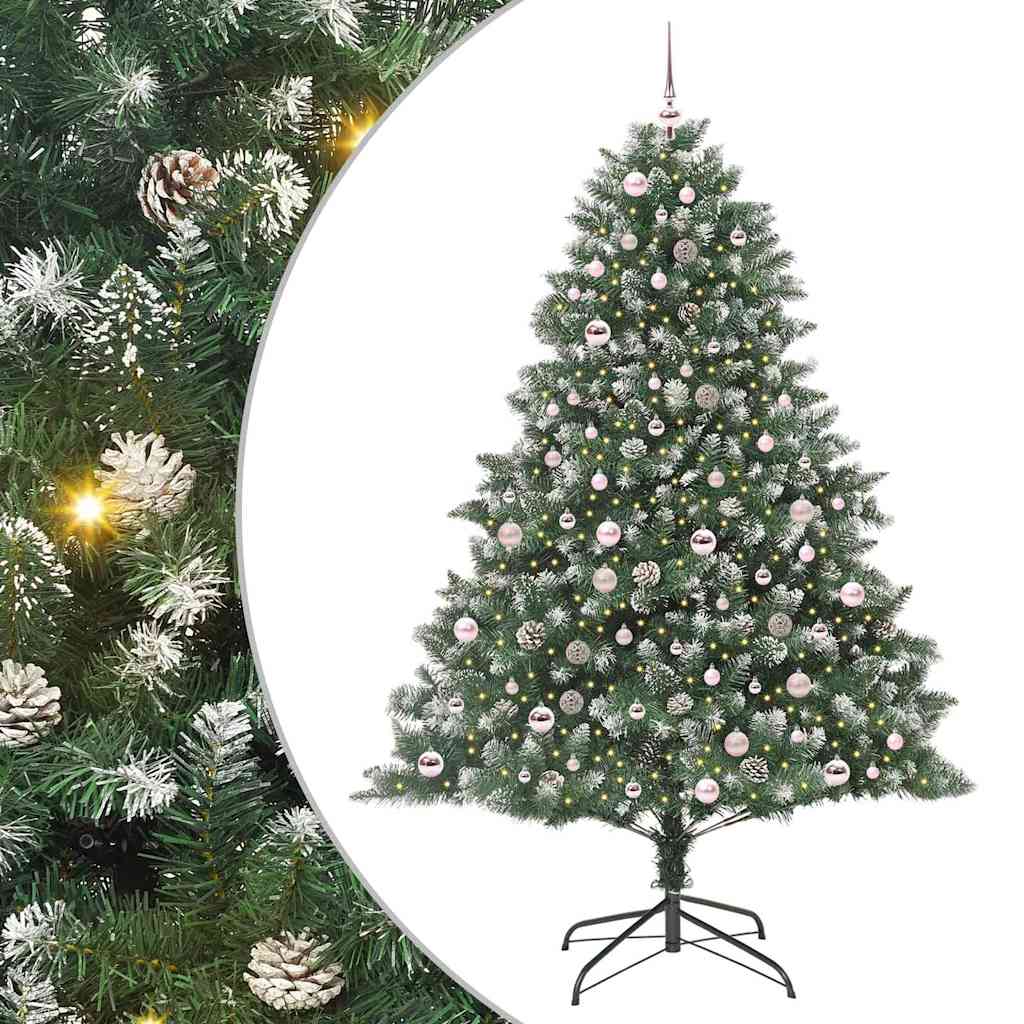 VidaXL künstlicher Weihnachtsbaum mit 300 LEDs grün, 210 cm PVC und Kunststoff und Stahl