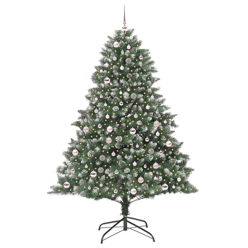 VidaXL künstlicher Weihnachtsbaum mit 300 LEDs grün, 210 cm PVC und Kunststoff und Stahl