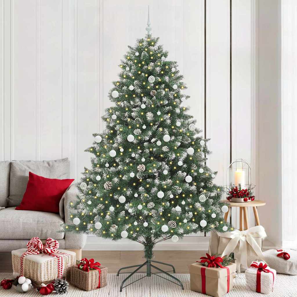 VidaXL künstlicher Weihnachtsbaum mit 300 LEDs grün, 210 cm PVC und Kunststoff und Stahl