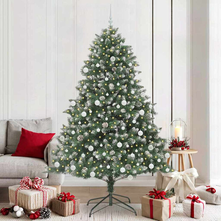 VidaXL künstlicher Weihnachtsbaum mit 300 LEDs grün, 210 cm PVC und Kunststoff und Stahl