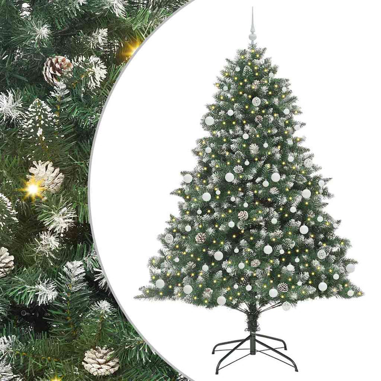 VidaXL künstlicher Weihnachtsbaum mit 300 LEDs grün, 210 cm PVC und Kunststoff und Stahl