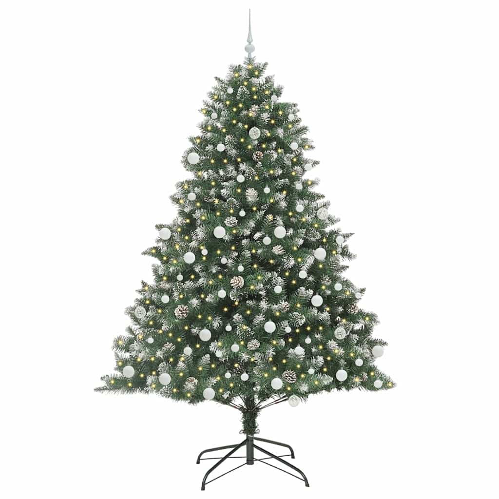 VidaXL künstlicher Weihnachtsbaum mit 300 LEDs grün, 210 cm PVC und Kunststoff und Stahl