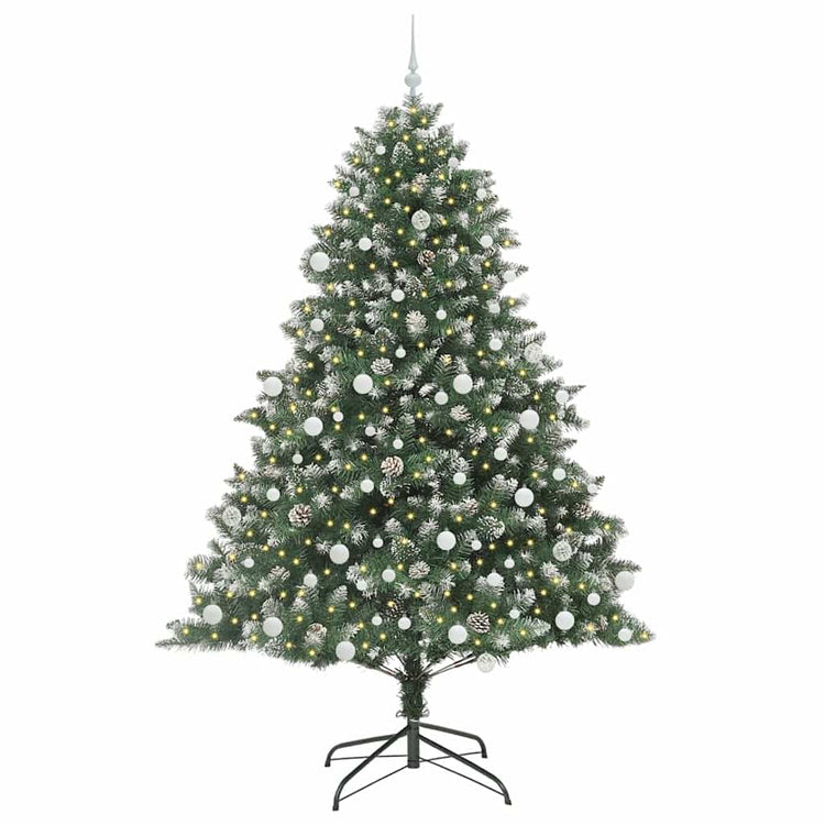 VidaXL künstlicher Weihnachtsbaum mit 300 LEDs grün, 210 cm PVC und Kunststoff und Stahl