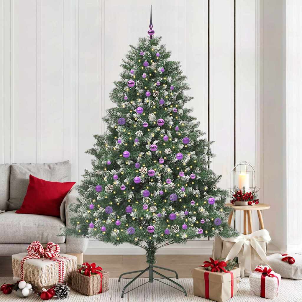 VidaXL künstlicher Weihnachtsbaum mit 300 LEDs grün, 210 cm PVC und Kunststoff und Stahl