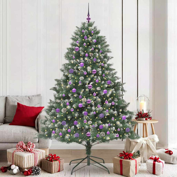 VidaXL künstlicher Weihnachtsbaum mit 300 LEDs grün, 210 cm PVC und Kunststoff und Stahl