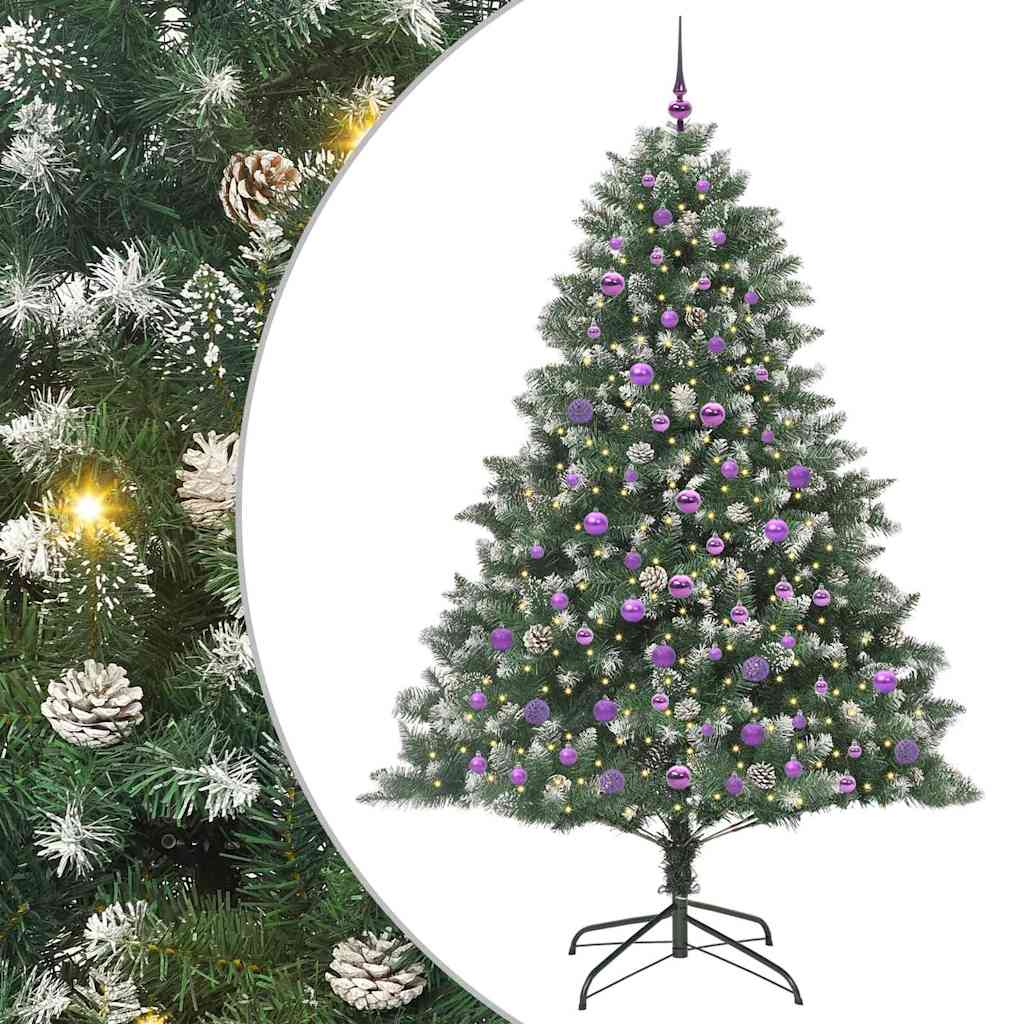 VidaXL künstlicher Weihnachtsbaum mit 300 LEDs grün, 210 cm PVC und Kunststoff und Stahl