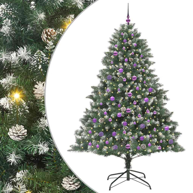 VidaXL künstlicher Weihnachtsbaum mit 300 LEDs grün, 210 cm PVC und Kunststoff und Stahl