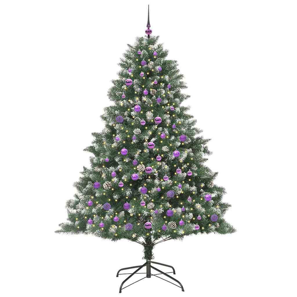 VidaXL künstlicher Weihnachtsbaum mit 300 LEDs grün, 210 cm PVC und Kunststoff und Stahl