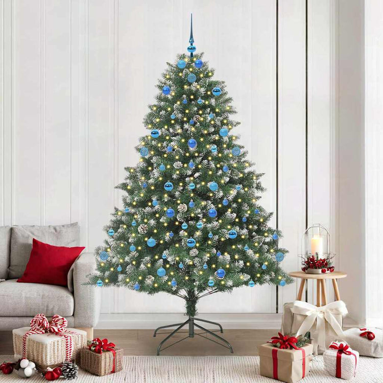 VidaXL künstlicher Weihnachtsbaum mit 300 LEDs grün, 210 cm PVC und Kunststoff und Stahl
